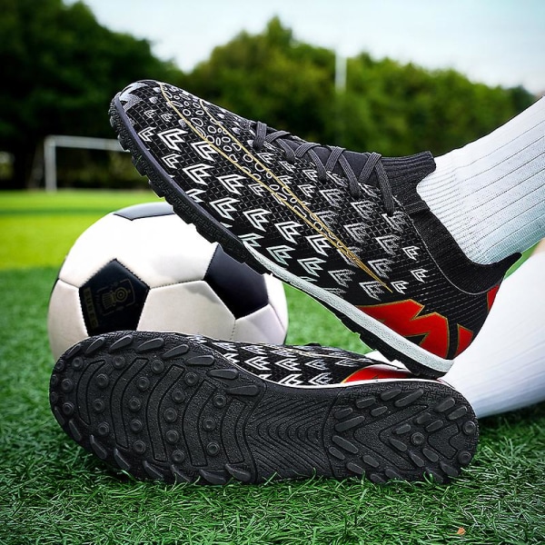 Fotbollsskor för män Halkfria fotbollsskor för herr Gräs Fotbollssneakers 3C23003 Black 35