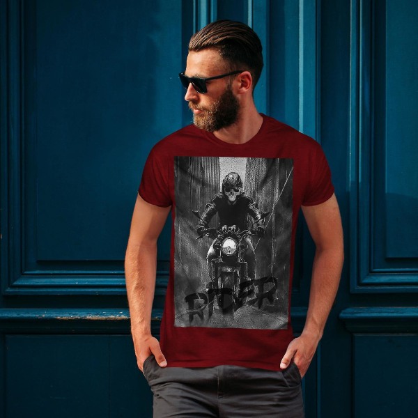 Grim Reaper Biker Herr Röd T-shirt | Wellcoda XL