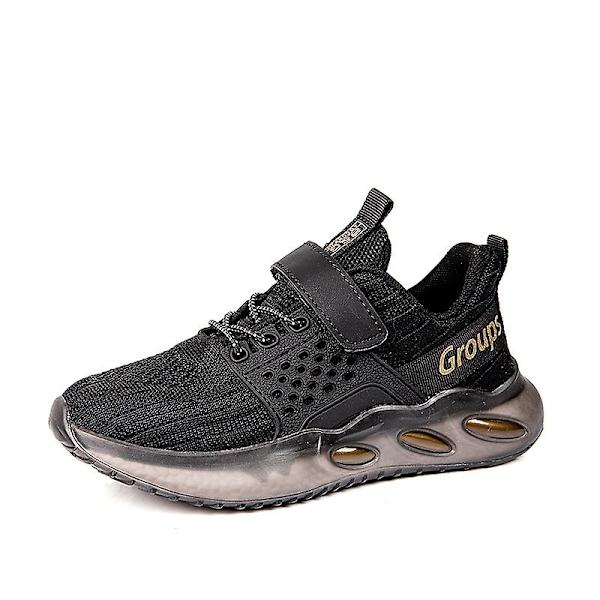 Barn Sneakers Andas löparskor Mode Pojkar Flickor Sportskor 2Ld101 BlackGold 34