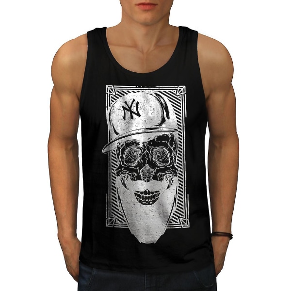 Swag Beard Face Skull Herr Blacktank Top L