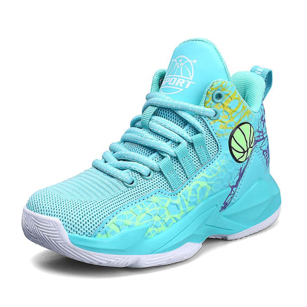 Barn basketskor Mode halkfria sneakers Andas sportskor 739 Cyan 34