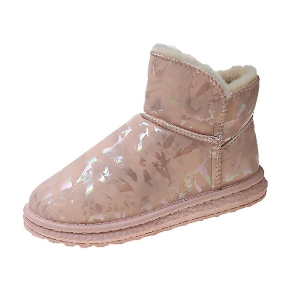 Dam Vinterstövlar Snow Boot Plysch Varma Skor Vattentät Boot X-01 Pink 38
