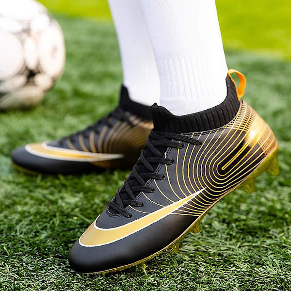 Fotbollsskor för herr Fotbollsskor med hög ankel för vuxna Grästräning Sport Skor Sneakers Yj32751G Black 38