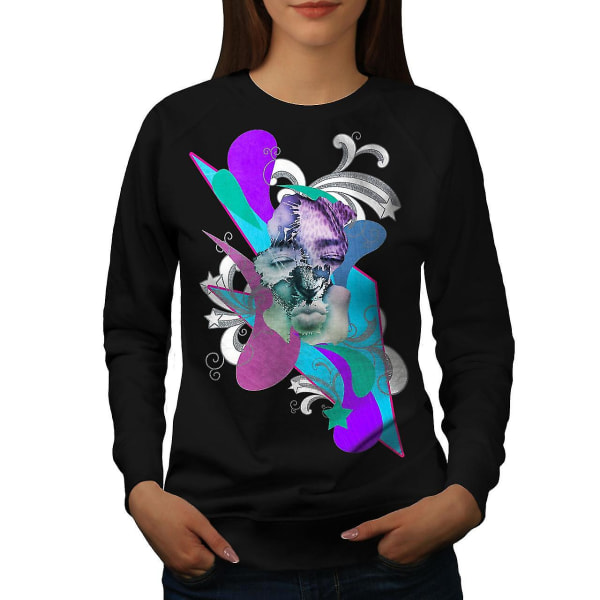 Kiss Abstrakt konst Kvinnor Blacksweatshirt XL