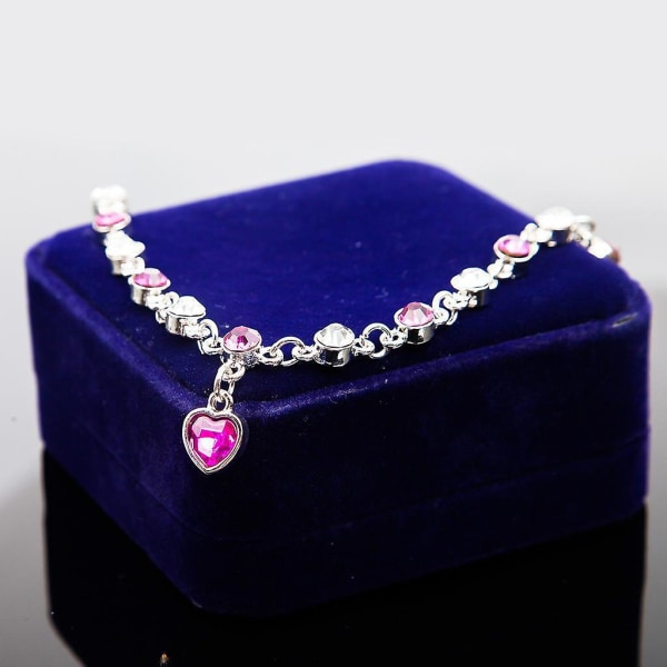 Snygg flerfärgad kristall infällt hjärta hänge armband kvinnors smycken tillbehör