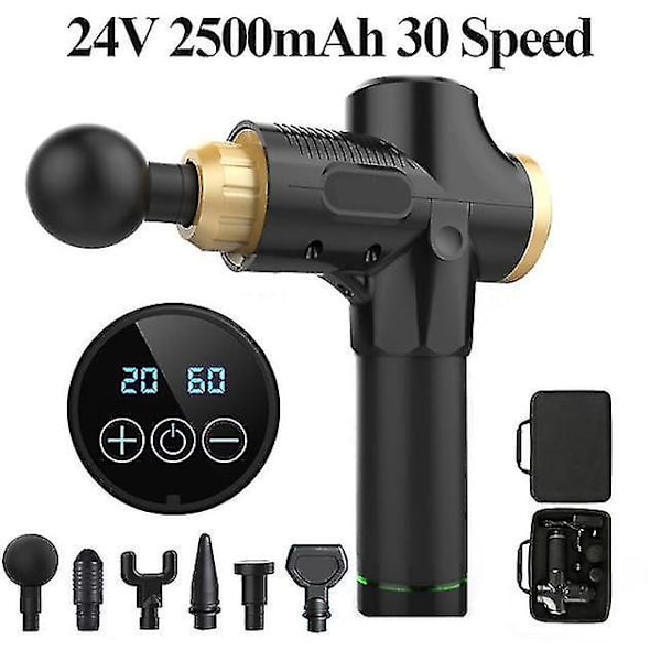 Yrke Massage Gun Helkroppsmuskler Djup Fascia Massager Muskelsmärta Träning Avslappning Bantning Formning Med LCD-skärm 2500mah 24v gold Au plug