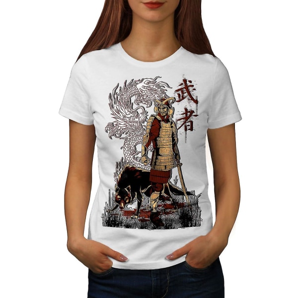 Japan Dragon Wolf Whitet-shirt för kvinnor XXL