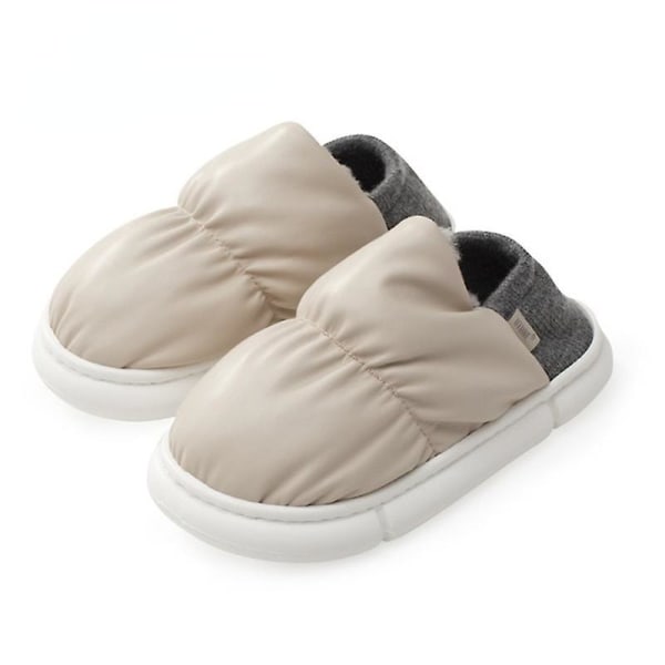 Vinter Kvinnor Tofflor Bröd Skor Utomhus Inomhus Hem Skor Män PU Varm plysch Dual Purpose EVA Tjock sula Halkfri Khahi Brown 42-43 insole 27cm