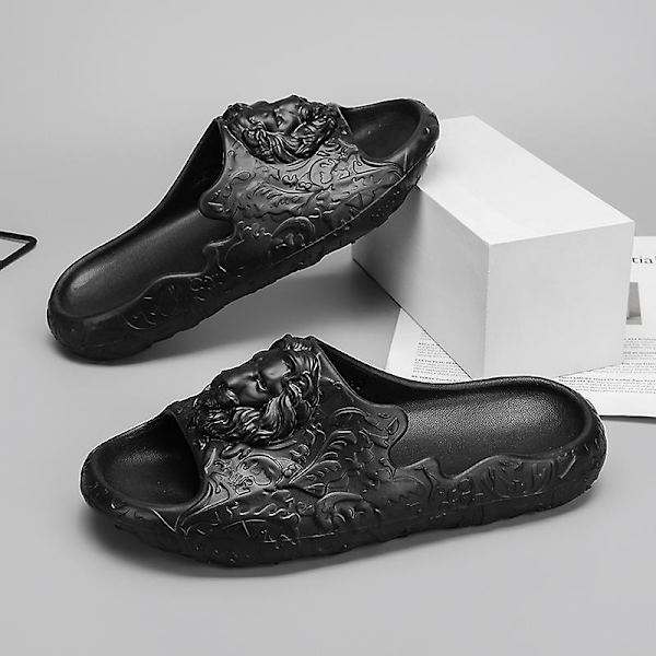 Strandtofflor för män Modesandaler Utomhus Halkfria inomhusskor 3Bs2180 Black 40-41