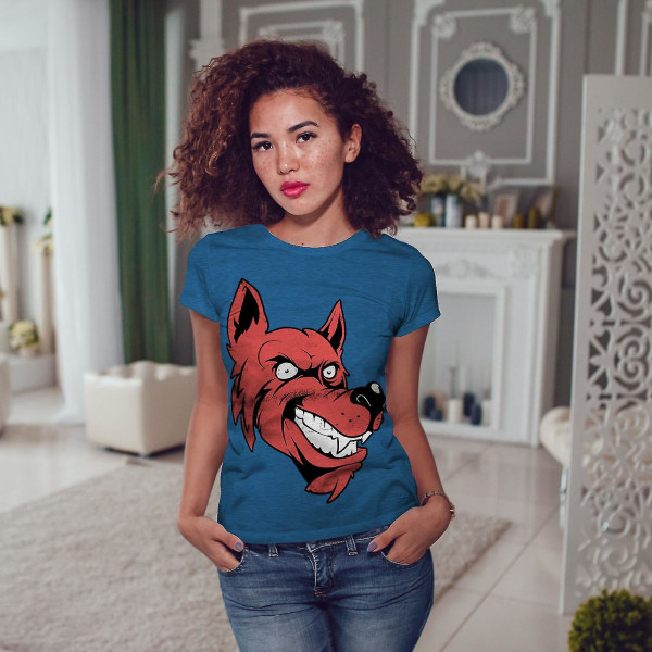 Wolf Face Cartoon Kvinnor Royal Bluet-shirt S