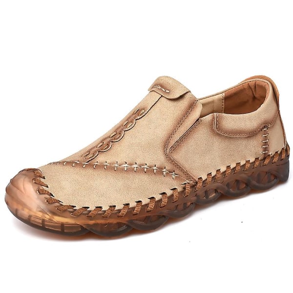 Casual för män Läder Loafers 3038 Khaki 42
