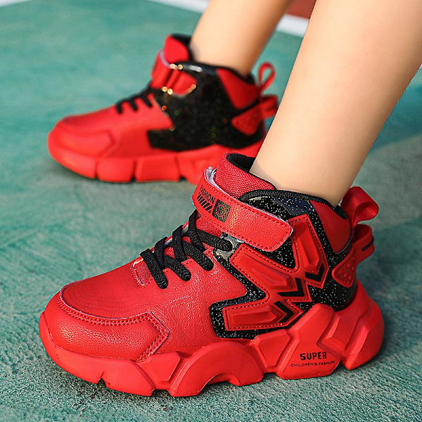 Pojkar Flickor Sneakers Andas löparskor Mode Sportskor för barn 2L826 BlackRed 34