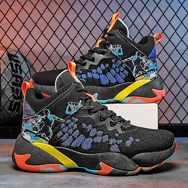 Basketskor för män Mode Halkfria sneakers Andas sportskor W23 BlackBlue 41
