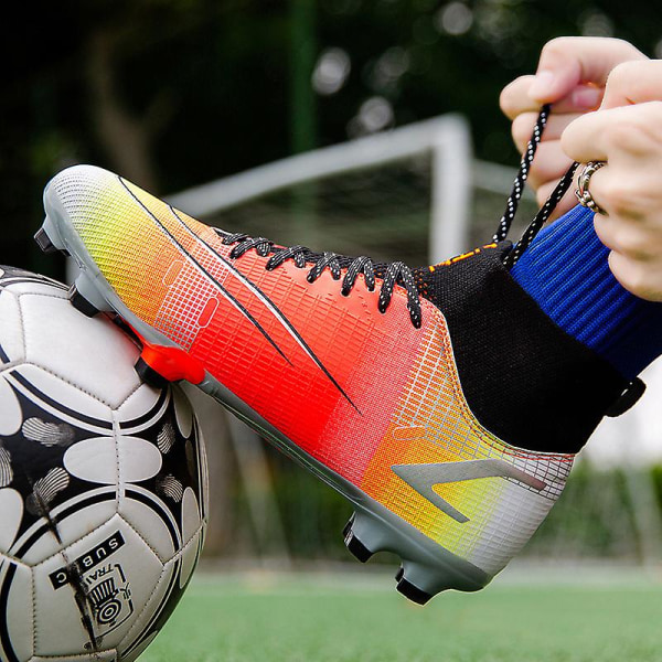 Fotbollsskor för män Fotbollsskor för vuxna hög fotled Grästräning Sport Skor Herr Sneakers 562 Pink 41