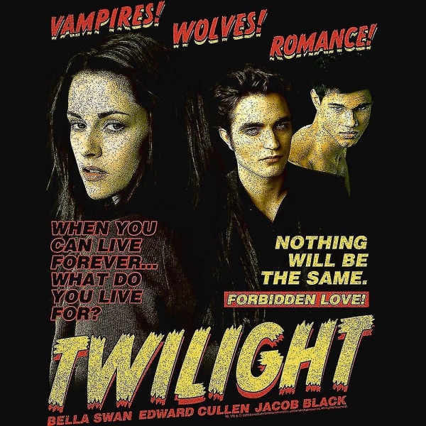 Twilight T-shirt Vampyrer Wolves Romantik Kortärmad T-shirt dam T-shirt i vintage Grafisk T-shirt L
