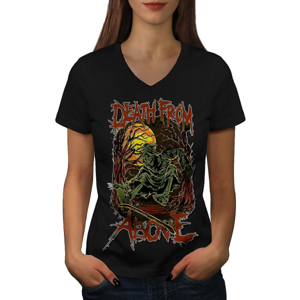 Death From Above Horror Kvinnor Svart T-shirt med halsringning L