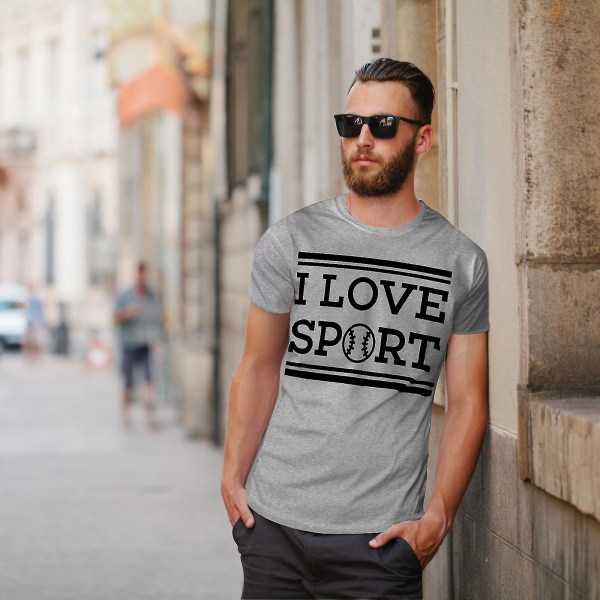 I Love Sport Tenis Men Greyt-shirt | Wellcoda 3XL