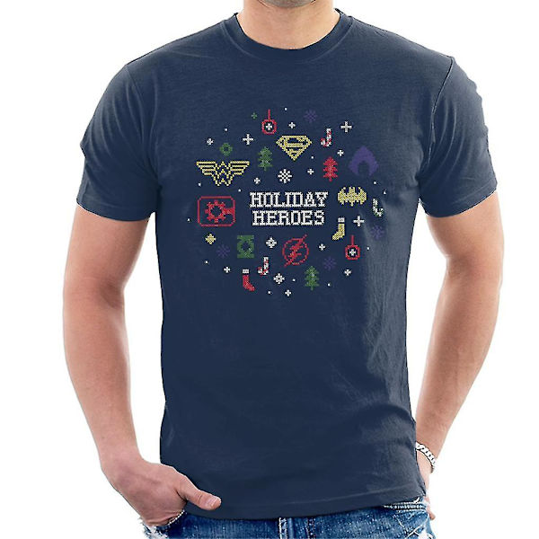 Justice League Christmas Holiday Heroes T-shirt för män X-Large