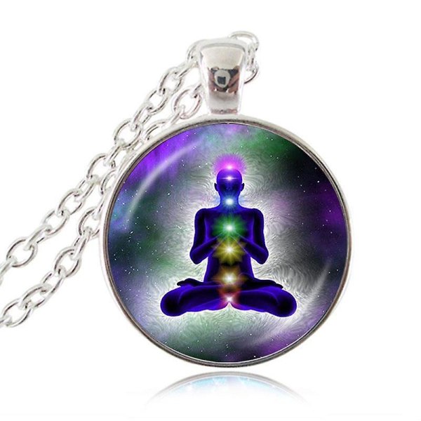 Mode 7 Chakra Reiki Healing Halsband Buddha Yoga Meditation Hänge Spirit Om Symbol Hope Smycken