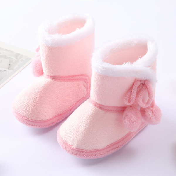 Vintervarma nyfödda toddler 1 år baby Flickor Pojkar Skor Mjuk sula Pälssnöskor 0-18M Pink 0-6 Months