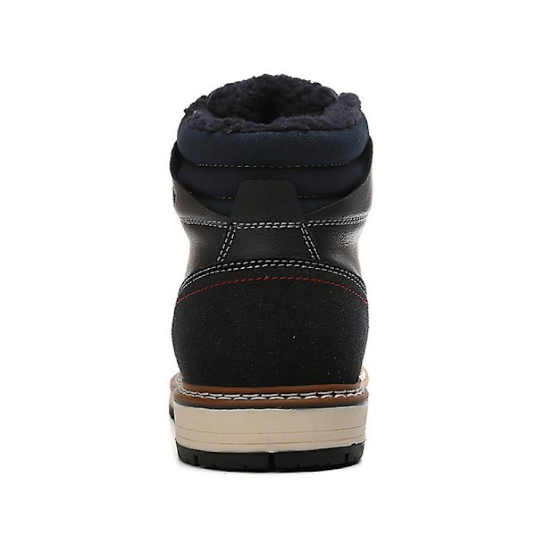 Snöskor för män Läder Plus Velvet Varma Utomhus bomullsskor F9704 Black 41