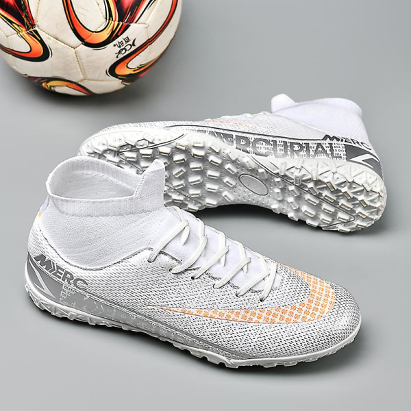 Fotbollsskor för män Aldult Fotbollsskor Grästräning Sport Skor Sneakers 3B1313-1 White 40