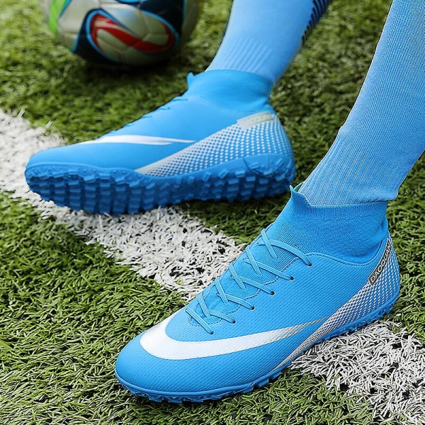 Fotbollsskor för män Höga fotbollsskor för vuxna Grästräning Sport Skor Sneakers 3B2150 Blue 44