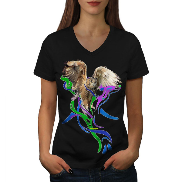 Ugglakonstfågel T-shirt för söta djur för kvinnor L