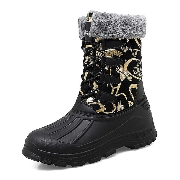 Dam Vinterstövlar Snow Boot Plysch Varma Skor Vattentät Boot 2112S BlackGold 39