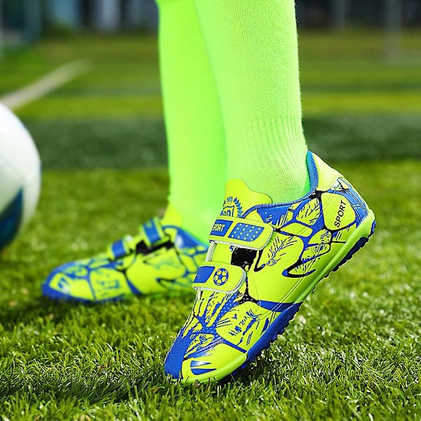 Fotbollsskor för barn Halkfria fotbollsskor Klossar Gräs Fotbollssneakers Yj166 Green 31
