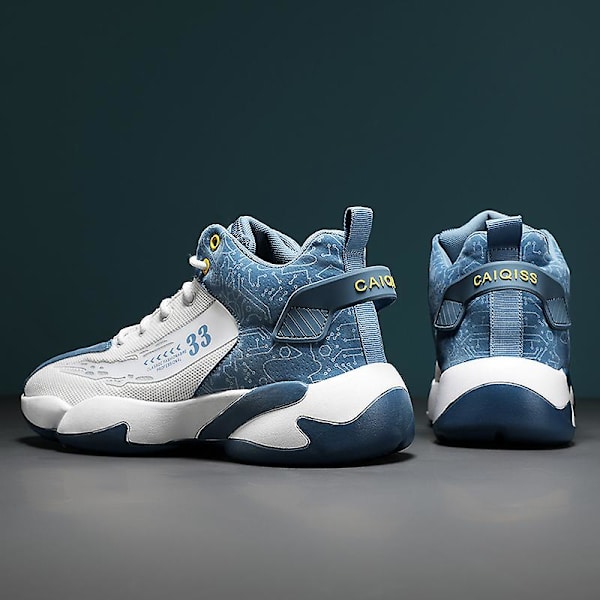 Basketskor för män Mode Halkfria sneakers Andas Pojkar Flickor Sportskor 266 WhiteBlue 41