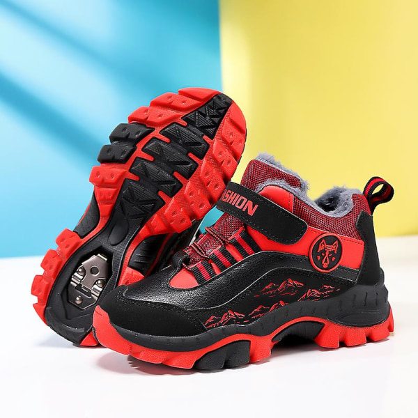 Pojkar Flicksneakers Andas löparskor Barn Vinter bomullsskor 558 Red 40
