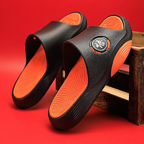 Män Kvinnor Strandtofflor Mode Sandaler Utomhus Halkfria inomhusskor XT666 BlackOrange 41-42