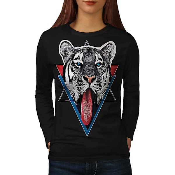 Tiger Tongue Svart Långärmad T-shirt för kvinnor M