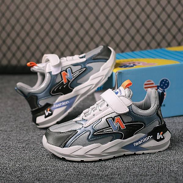 Barn Sneakers Andas löparskor Mode Pojkar Flickor Sportskor 3Au8909 Gray 34