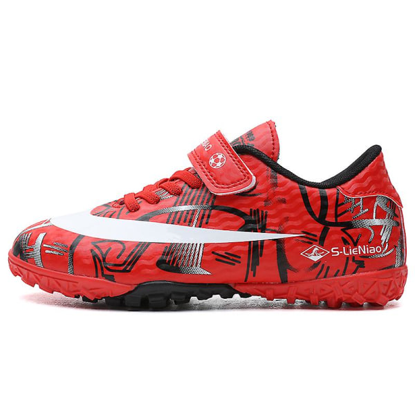Fotbollsskor för barn Pojkar Flickor Fotbollsskor Grästräning Sport Skor Sneakers Yjx157 Red 35
