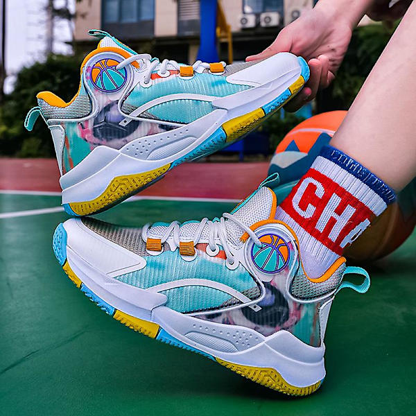 Barnbasketskor Flygande vävda sneakers Löparskor 853 Yellow 31
