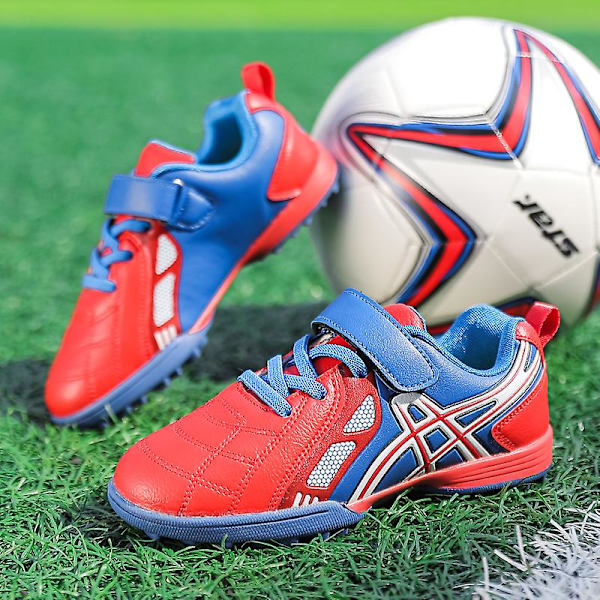 Fotbollsskor för pojkar Halkfria fotbollsskor Klossar Gräs Fotbollssneakers 3C91026 Red 34