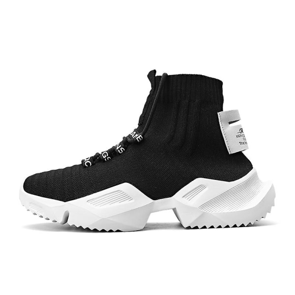Löparskor för herr Strumpor Sneakers Män Stickad Ovansida Sportskor med andasfunktion 2G8881 BlackWhite 39
