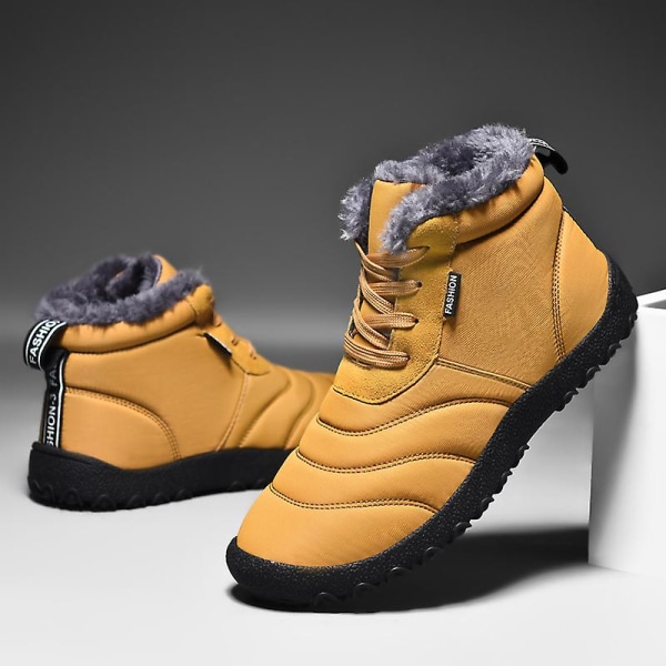 Vintersnöskor för män Vattentåliga skor Anti-halk Casual Lätt bomullsstövel 1877 Yellow 41