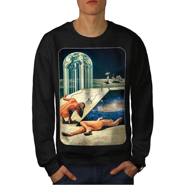 Naked Moon Landing Men Blacksweatshirt | Wellcoda L