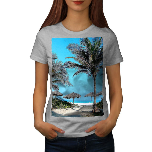 Sea Beautiful Palm Nature Women Greyt-shirt M