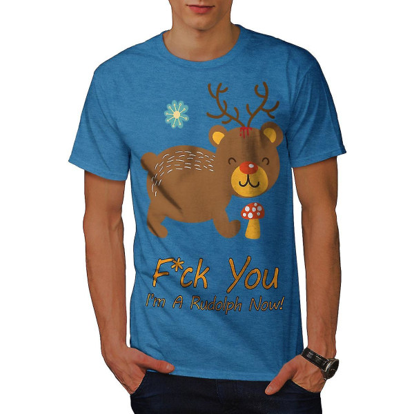 Bear Deer Christmas Men Royal T-shirt M