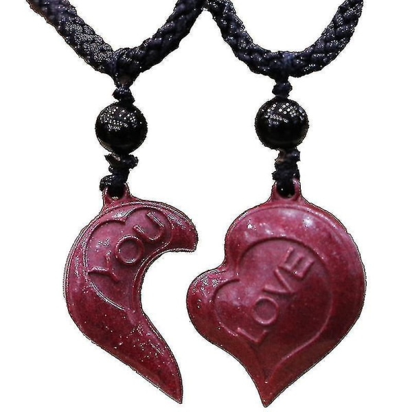 1 par Love U Halsband Vintage Röd Cinna-bar halsband hänge för älskare