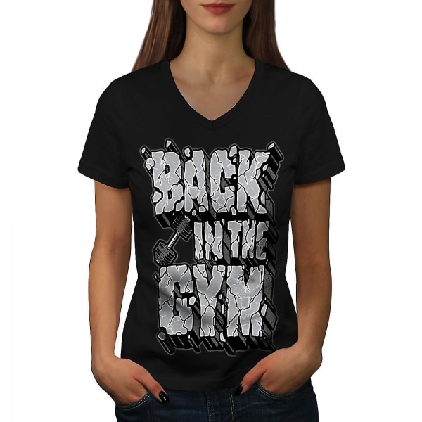 Back In The Gym Lift Dam T-shirt med svart v-ringad hals S