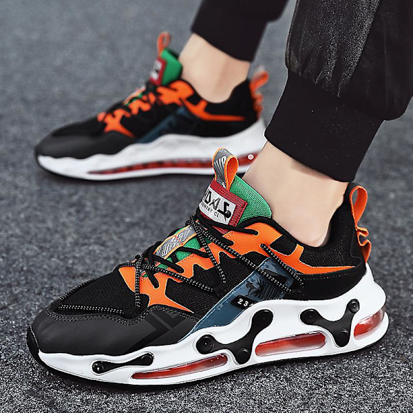 Herrsneakers Andningsluftkudde Sportlöparskor 1658 BlackOrange 40