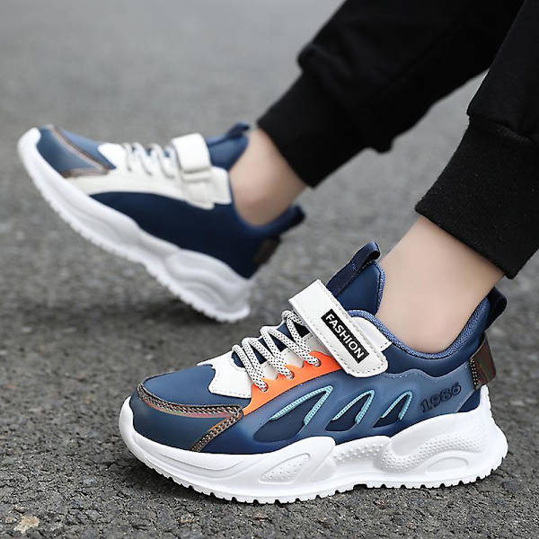 Kids Sneakers Andas löparskor Mode Pojkar Flickor Sportskor T831 DarkBlue 34