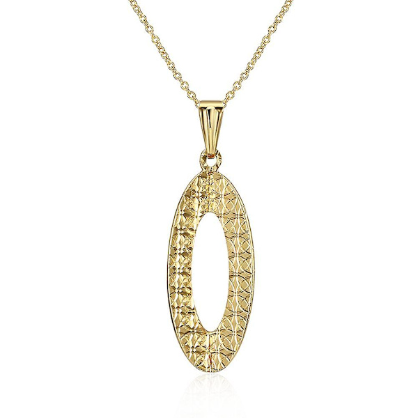 K Gold Zircon Halsband Oval Openwork Pendel Classic Wind Dam Halsband Guld C