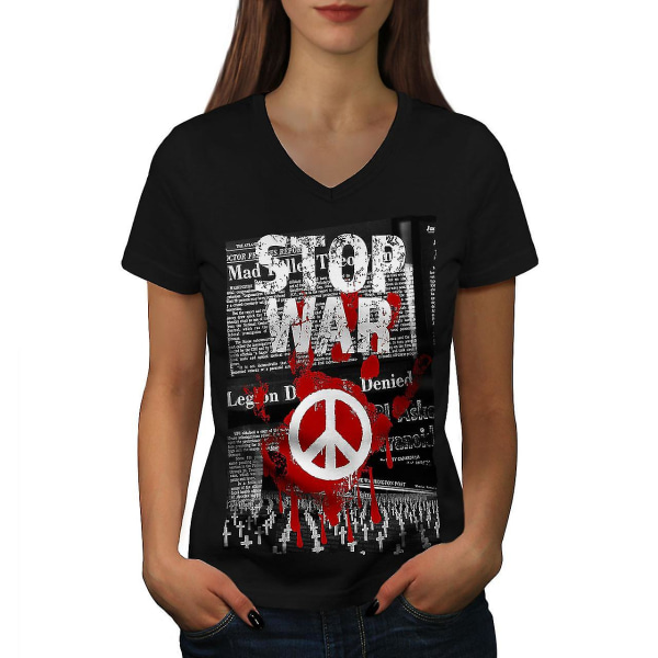 Stop War Peace Slogan Women T-shirt L