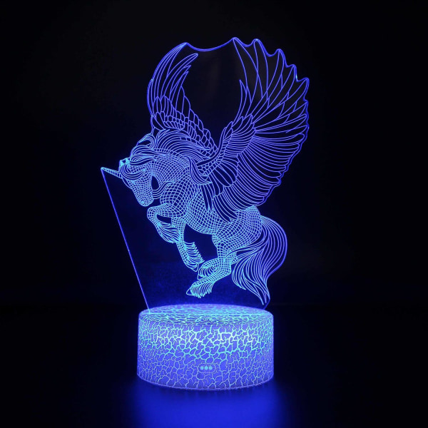 3D-lampor med fjärrkontroll, LED-lampa 16 färger Ljus Dimbar Touch Switch USB / batteriinsats, Bi